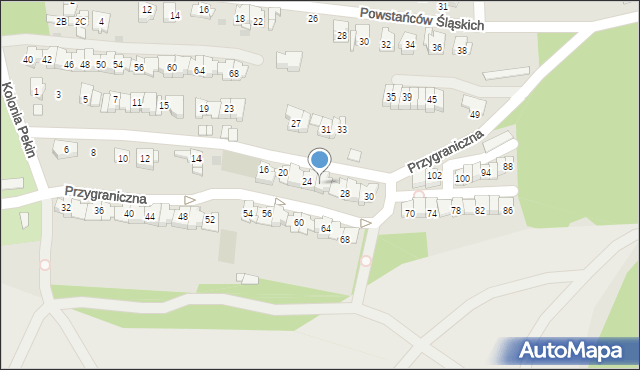Sosnowiec, Przygraniczna, 26, mapa Sosnowca