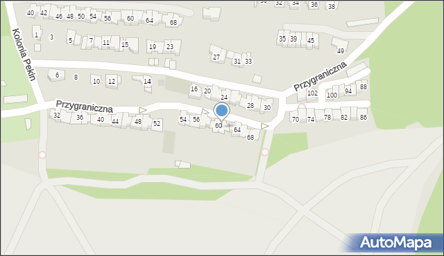 Sosnowiec, Przygraniczna, 62, mapa Sosnowca