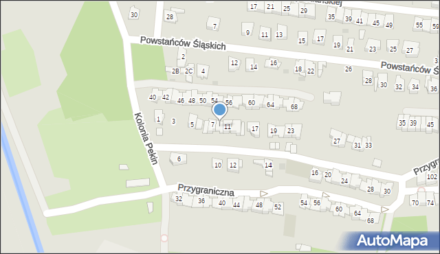 Sosnowiec, Przygraniczna, 9, mapa Sosnowca