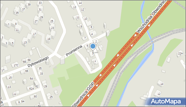 Sosnowiec, Promienna, 3, mapa Sosnowca