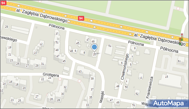 Sosnowiec, Przerwy-Tetmajera Kazimierza, 10, mapa Sosnowca