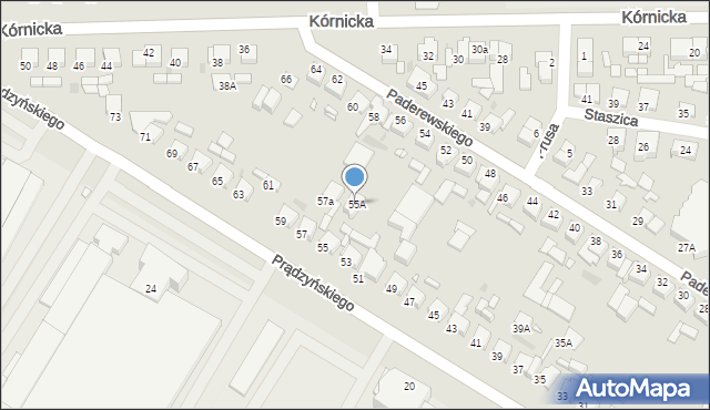 Środa Wielkopolska, Prądzyńskiego Ignacego, gen., 55A, mapa Środa Wielkopolska