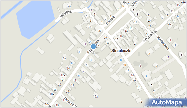 Strzeleczki, Prudnicka, 1, mapa Strzeleczki