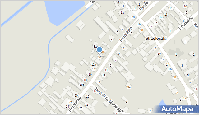 Strzeleczki, Prudnicka, 10, mapa Strzeleczki