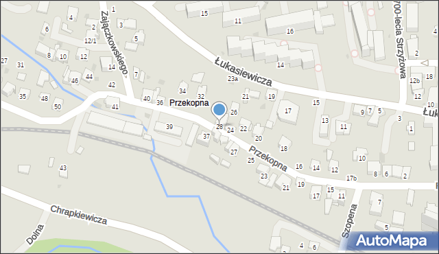 Strzyżów, Przekopna, 28, mapa Strzyżów