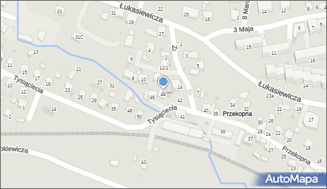 Strzyżów, Przekopna, 44, mapa Strzyżów