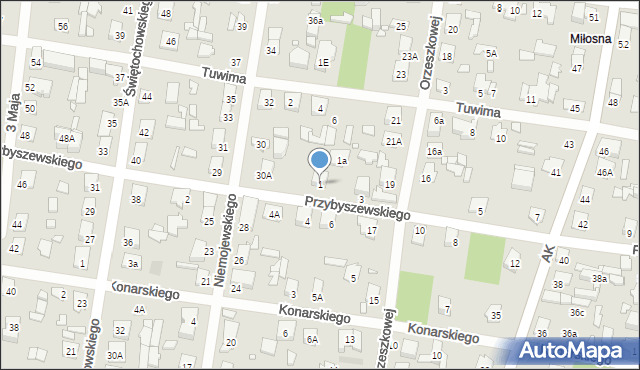Sulejówek, Przybyszewskiego, 1, mapa Sulejówek