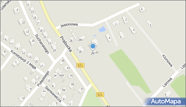 Susz, Prabucka, 26c, mapa Susz