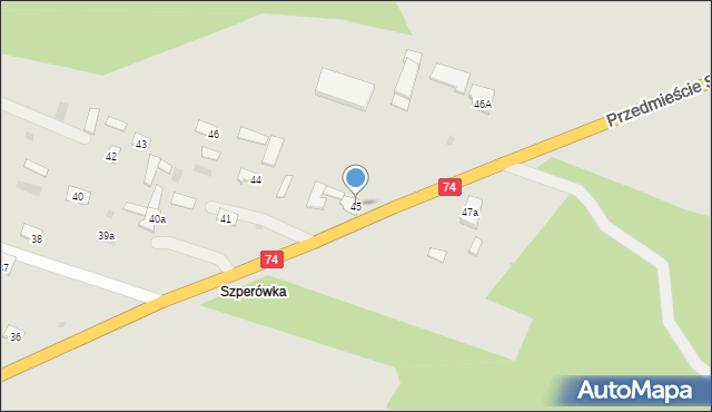 Szczebrzeszyn, Przedmieście Szperówka, 45, mapa Szczebrzeszyn