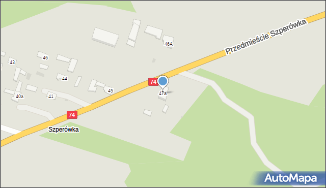 Szczebrzeszyn, Przedmieście Szperówka, 47a, mapa Szczebrzeszyn