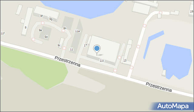 Szczecin, Przestrzenna, 11, mapa Szczecina