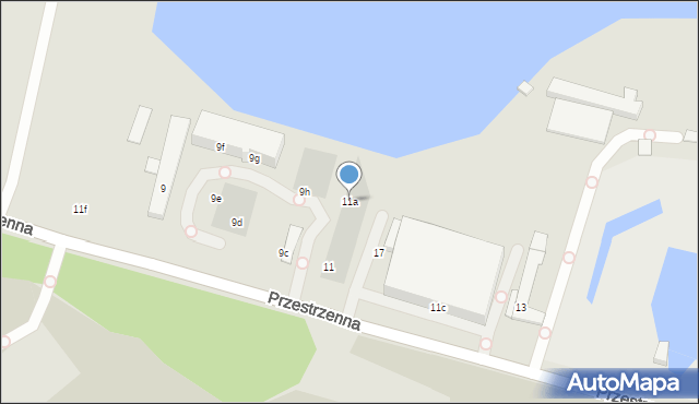 Szczecin, Przestrzenna, 11a, mapa Szczecina