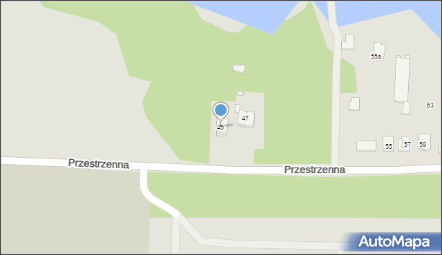 Szczecin, Przestrzenna, 45, mapa Szczecina
