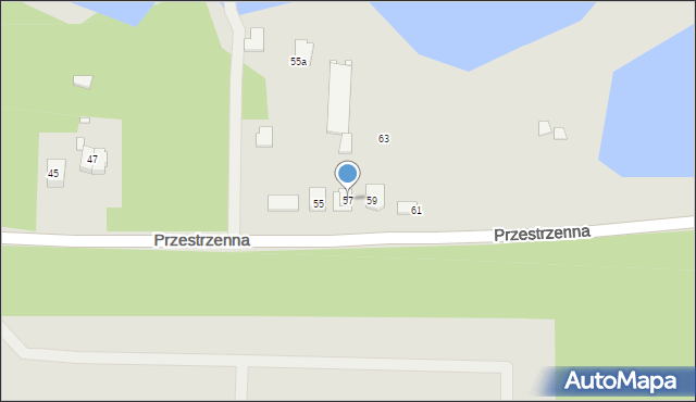 Szczecin, Przestrzenna, 57, mapa Szczecina