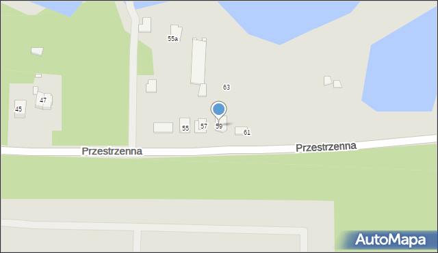 Szczecin, Przestrzenna, 59, mapa Szczecina