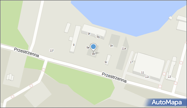 Szczecin, Przestrzenna, 9d, mapa Szczecina