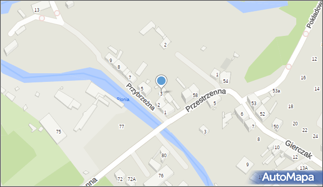 Szczecin, Przybrzeżna, 3, mapa Szczecina