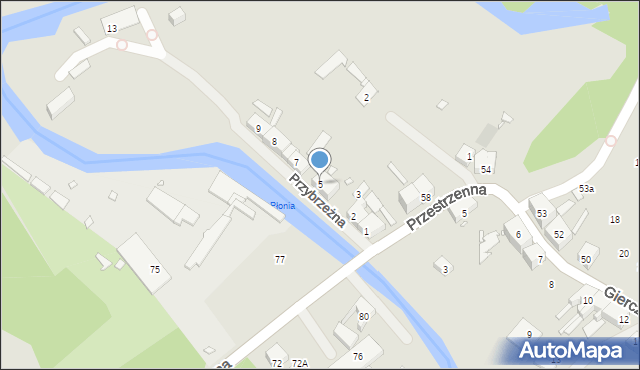 Szczecin, Przybrzeżna, 5, mapa Szczecina