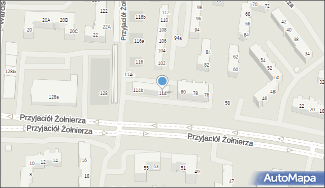 Szczecin, Przyjaciół Żołnierza, 114, mapa Szczecina