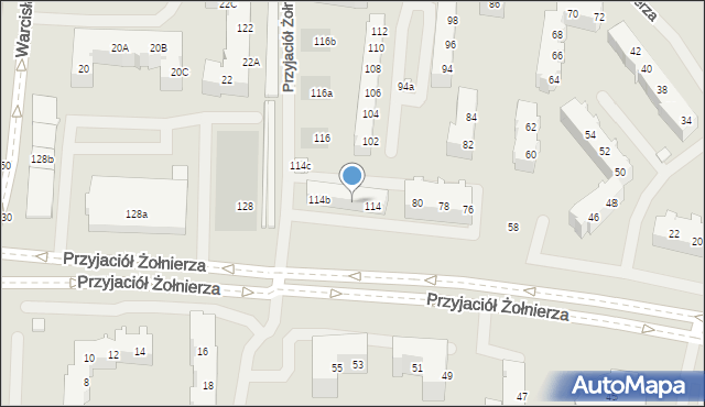Szczecin, Przyjaciół Żołnierza, 114a, mapa Szczecina