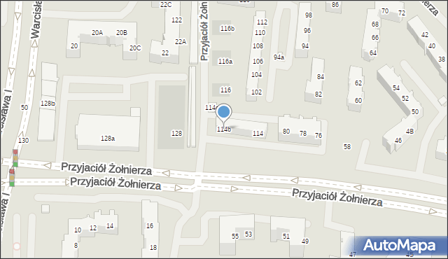 Szczecin, Przyjaciół Żołnierza, 114b, mapa Szczecina