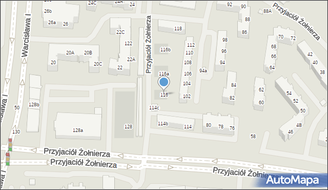 Szczecin, Przyjaciół Żołnierza, 116, mapa Szczecina