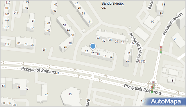 Szczecin, Przyjaciół Żołnierza, 20, mapa Szczecina