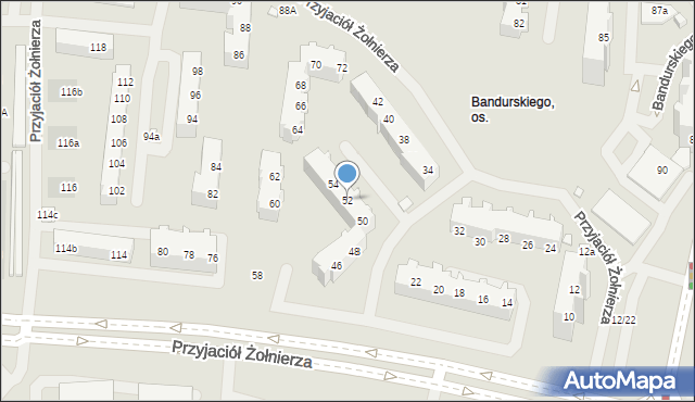 Szczecin, Przyjaciół Żołnierza, 52, mapa Szczecina