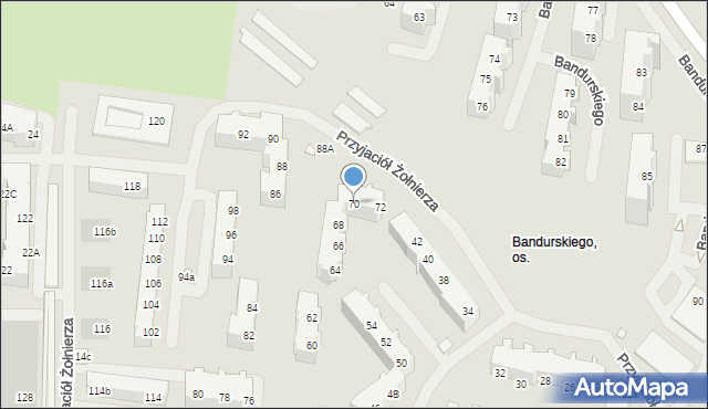 Szczecin, Przyjaciół Żołnierza, 70, mapa Szczecina