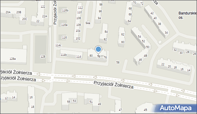 Szczecin, Przyjaciół Żołnierza, 78, mapa Szczecina