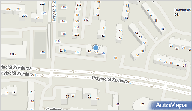 Szczecin, Przyjaciół Żołnierza, 78a, mapa Szczecina