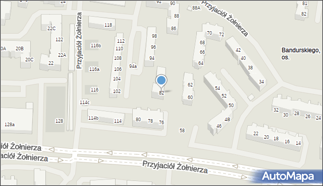 Szczecin, Przyjaciół Żołnierza, 82, mapa Szczecina