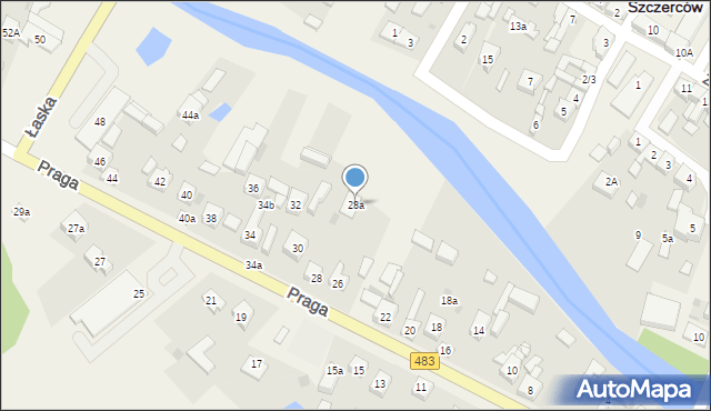 Szczerców, Praga, 28a, mapa Szczerców