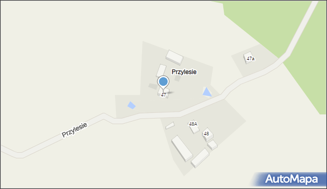 Szklana, Przylesie, 47, mapa Szklana