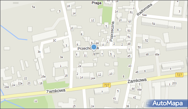 Szydłowiec, Przechodnia, 9, mapa Szydłowiec