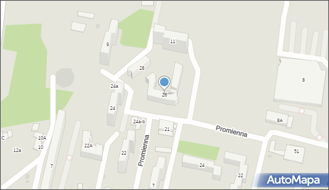 Tarnów, Promienna, 26, mapa Tarnów