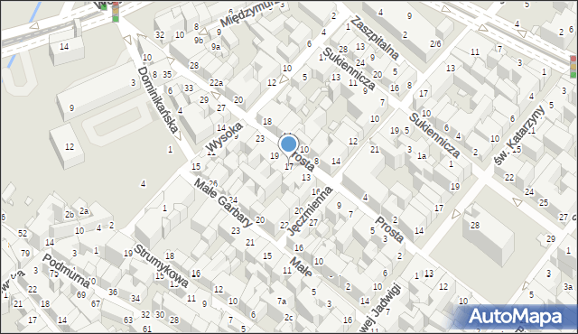 Toruń, Prosta, 17, mapa Torunia