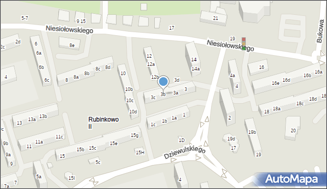 Toruń, Przybyłów Janiny i Eugeniusza, 3b, mapa Torunia