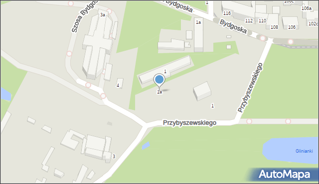 Toruń, Przybyszewskiego Stanisława, 1a, mapa Torunia