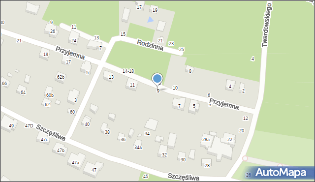 Toruń, Przyjemna, 9, mapa Torunia