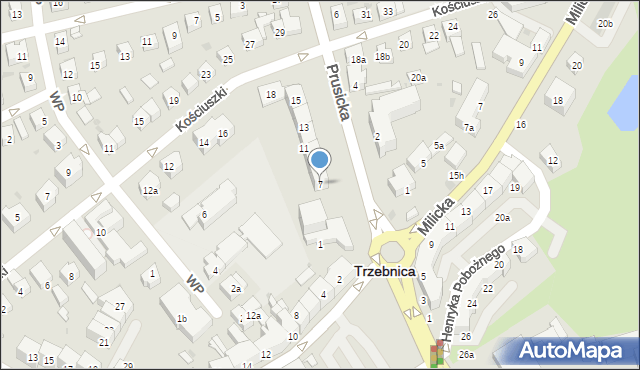 Trzebnica, Prusicka, 7, mapa Trzebnica