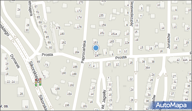 Tychy, Prosta, 1A, mapa Tychów