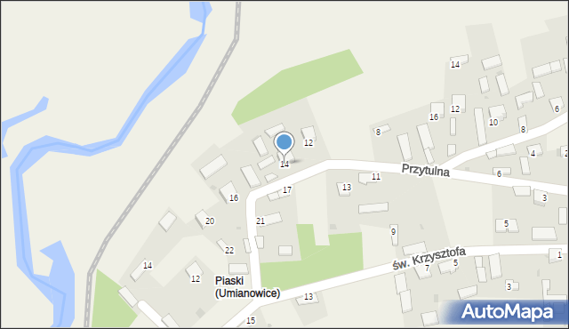 Umianowice, Przytulna, 14, mapa Umianowice