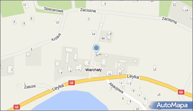 Warchały, Prosta, 4, mapa Warchały