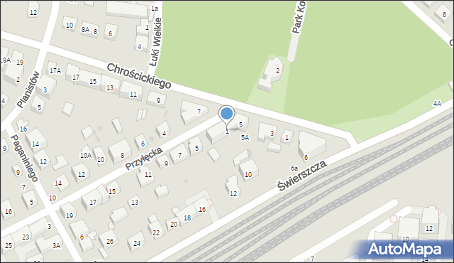 Warszawa, Przyłęcka, 1, mapa Warszawy