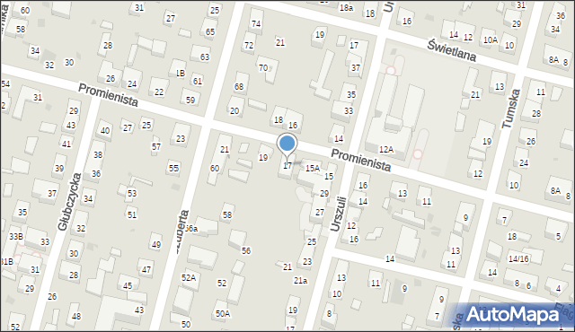 Warszawa, Promienista, 17, mapa Warszawy