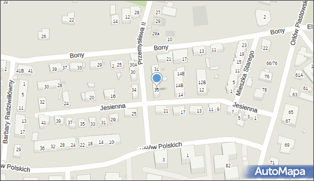 Warszawa, Przemysława II, 35, mapa Warszawy