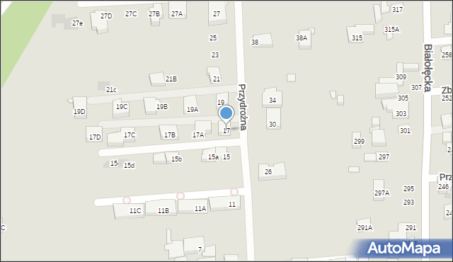 Warszawa, Przydrożna, 17, mapa Warszawy