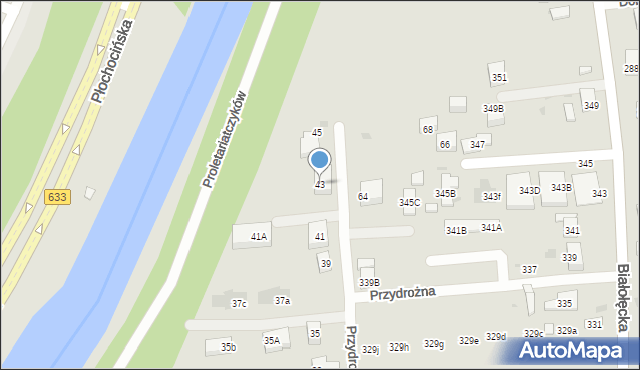 Warszawa, Przydrożna, 43, mapa Warszawy