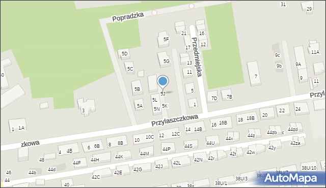 Warszawa, Przylaszczkowa, 5J, mapa Warszawy